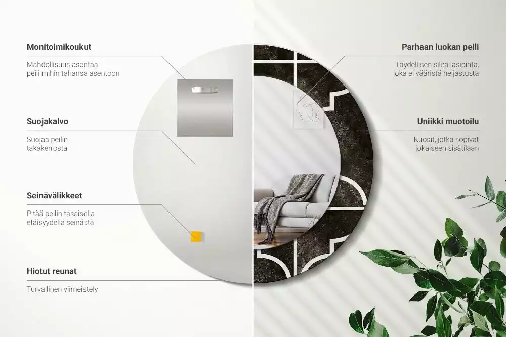 Kerek díszes tükör Antik minta