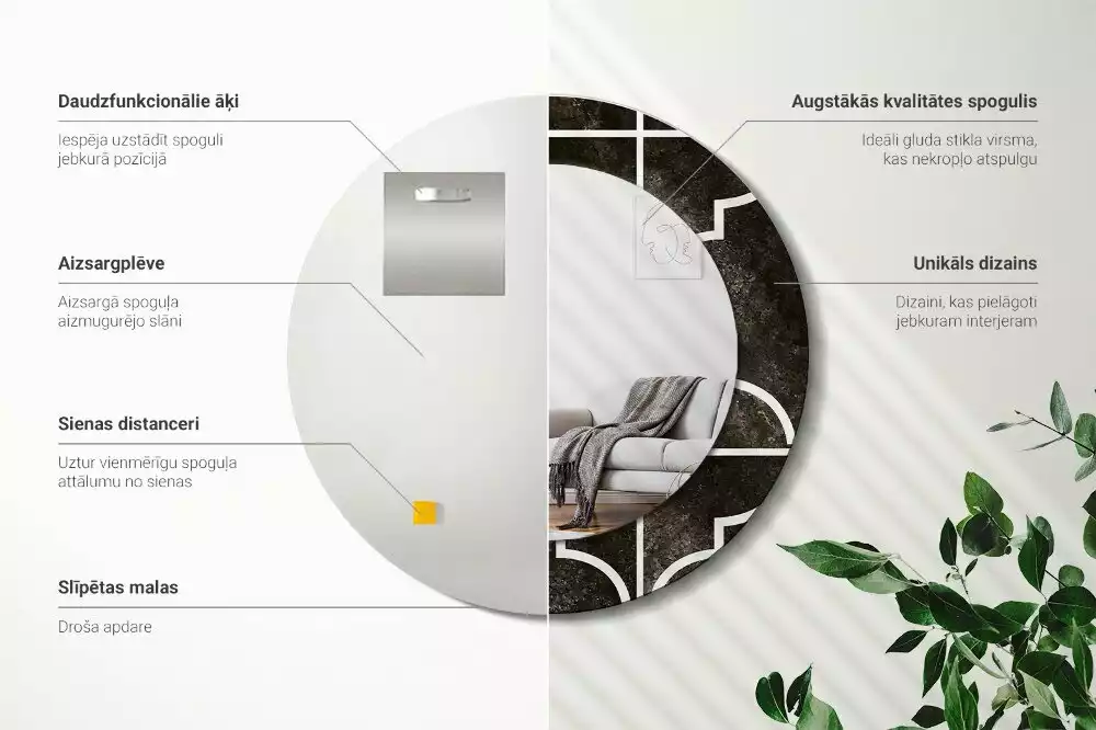 Kerek díszes tükör Antik minta