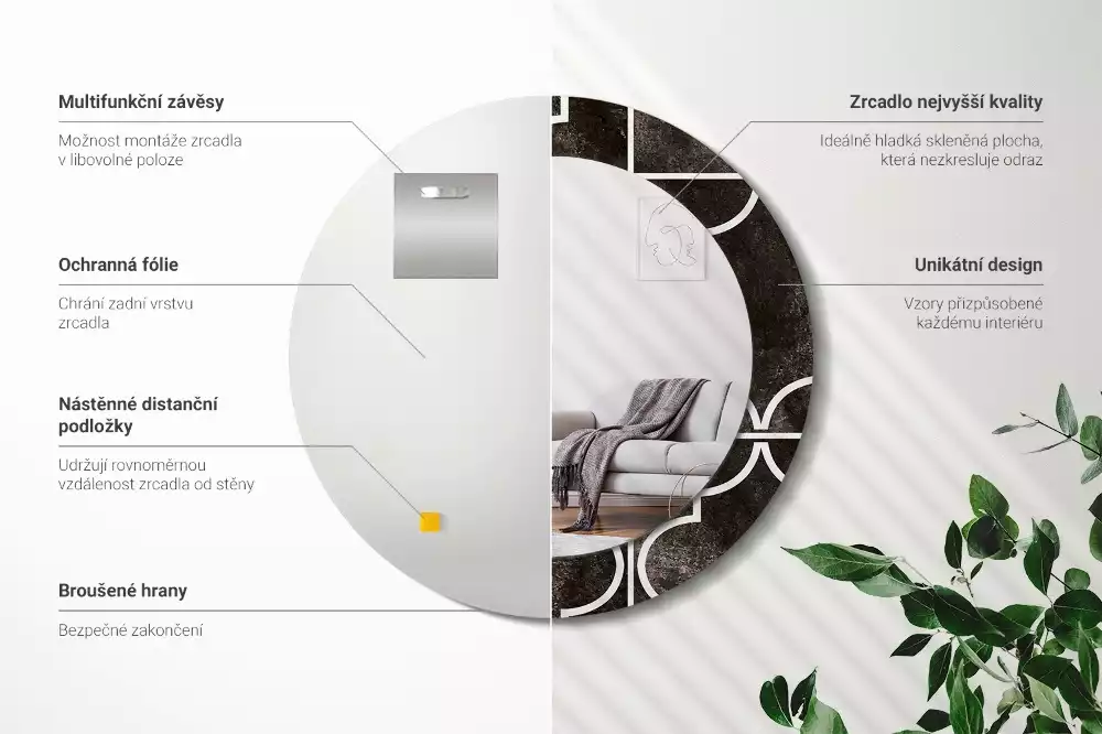 Kerek díszes tükör Antik minta