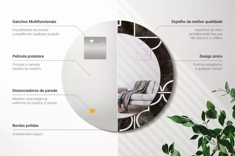 Kerek díszes tükör Antik minta