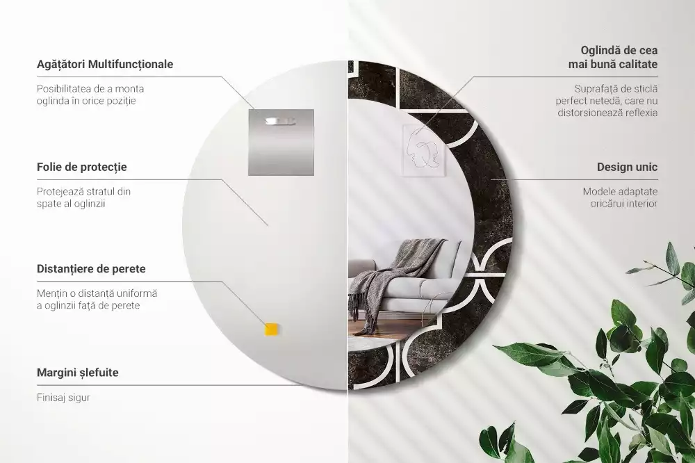 Kerek díszes tükör Antik minta