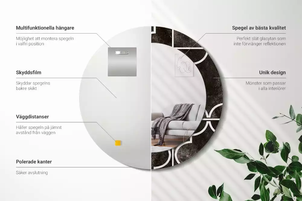 Kerek díszes tükör Antik minta