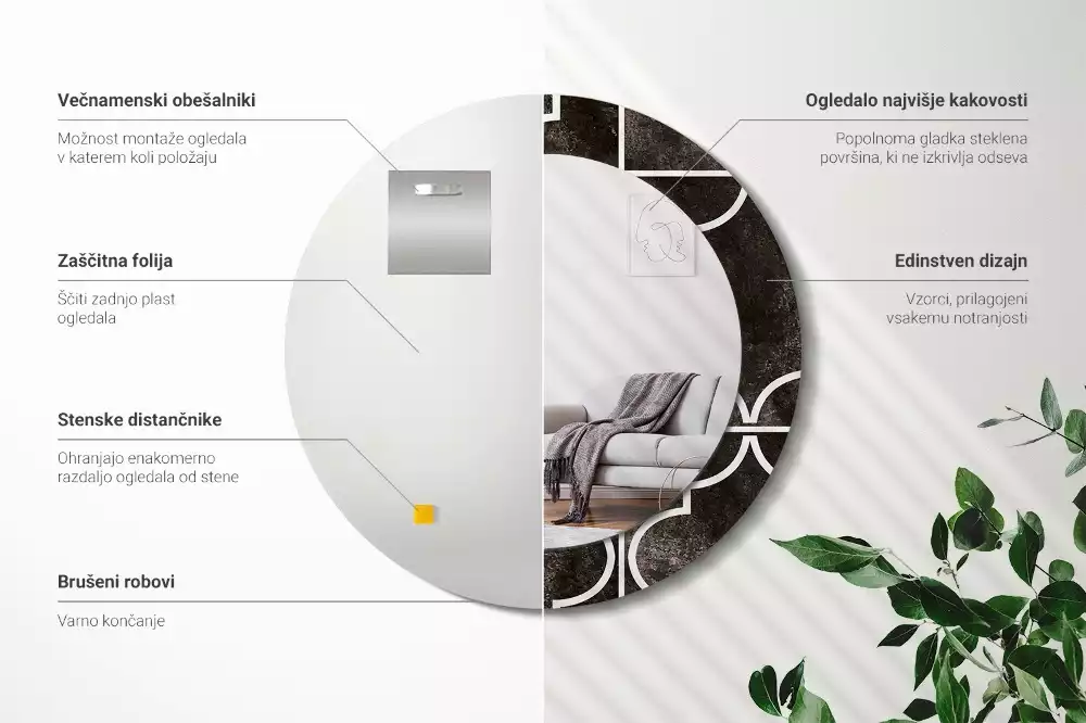 Kerek díszes tükör Antik minta