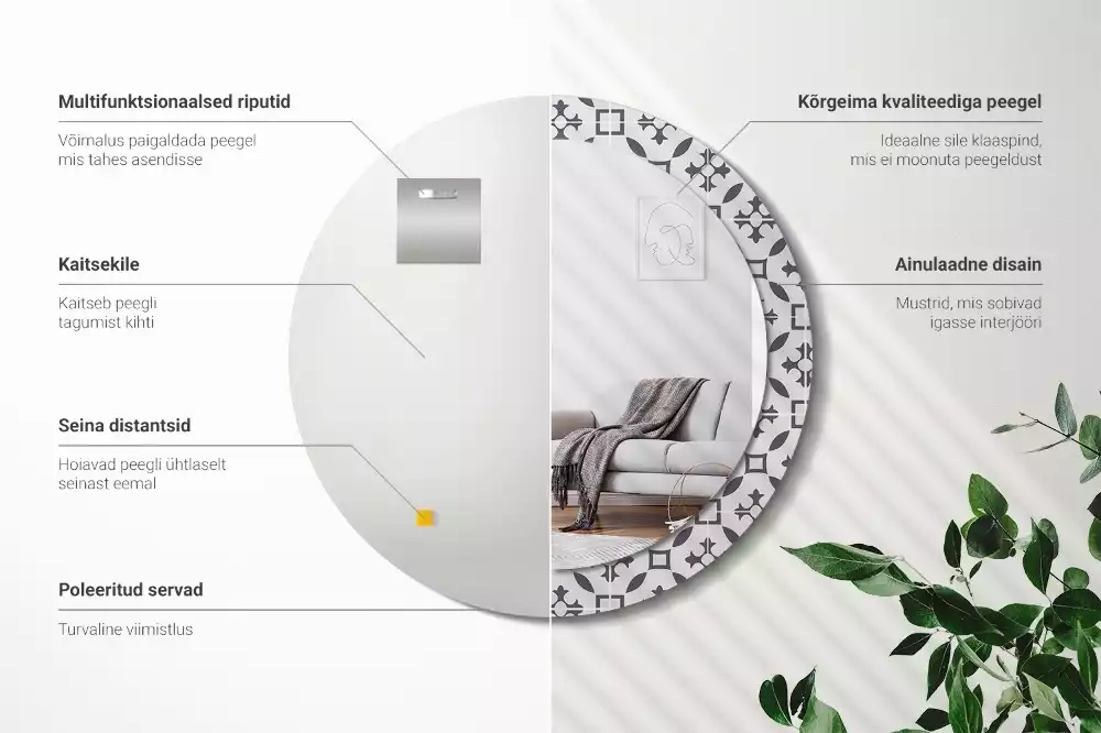 Kerek díszes tükör Csempe minta