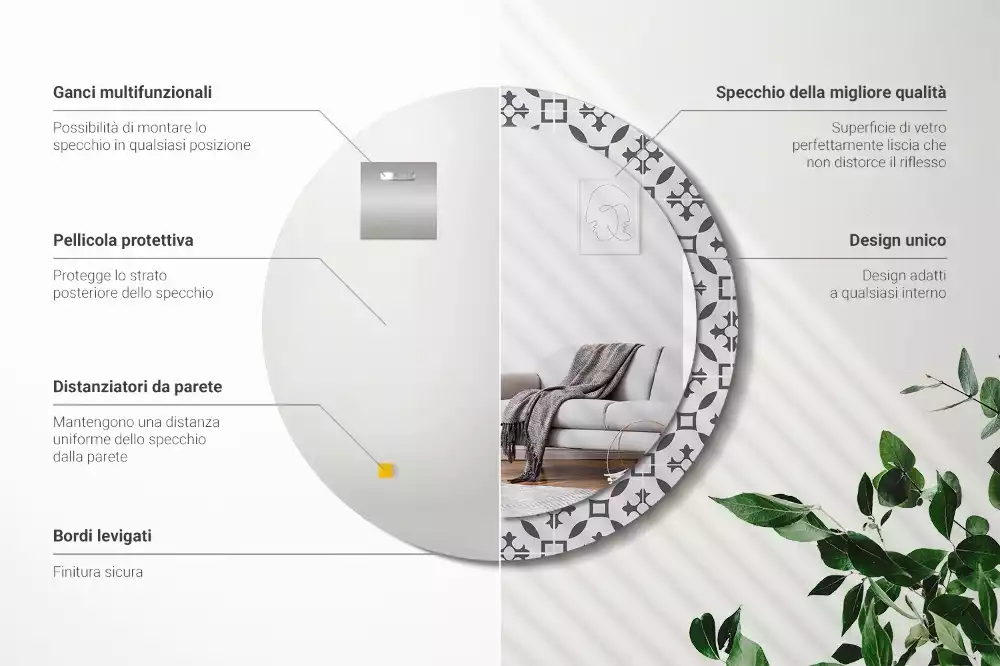 Kerek díszes tükör Csempe minta