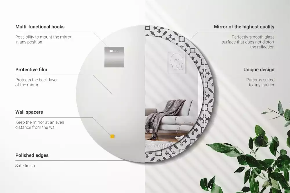 Kerek díszes tükör Csempe minta