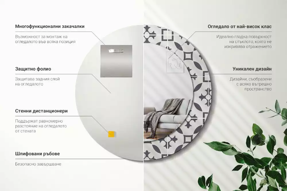 Kerek díszes tükör Csempe minta