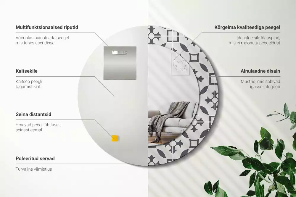 Kerek díszes tükör Csempe minta