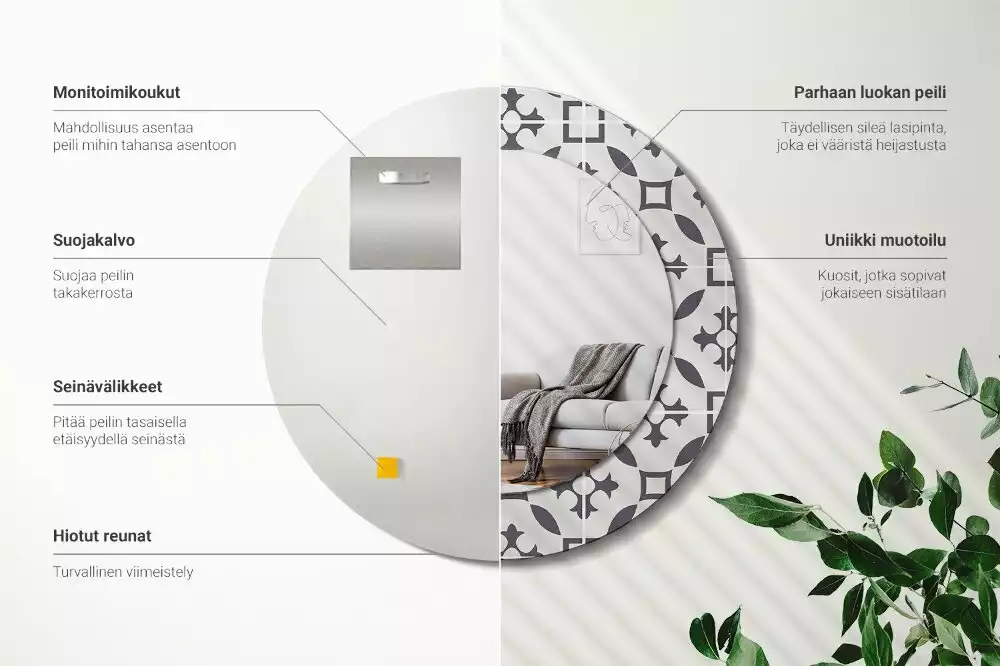 Kerek díszes tükör Csempe minta