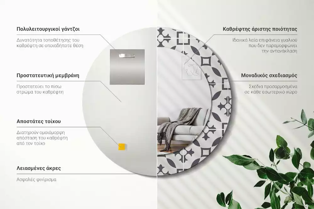 Kerek díszes tükör Csempe minta