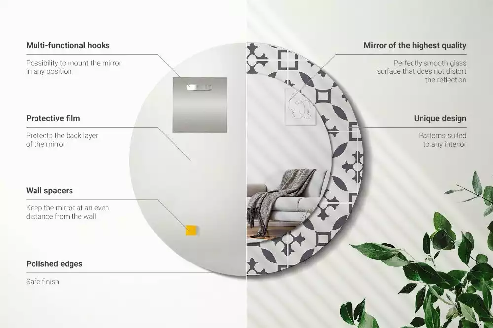 Kerek díszes tükör Csempe minta