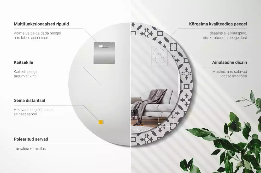 Kerek díszes tükör Csempe minta