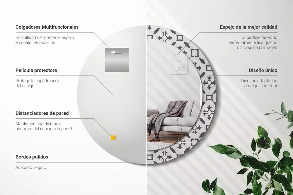 Kerek díszes tükör Csempe minta