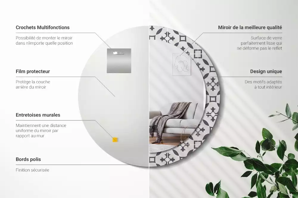 Kerek díszes tükör Csempe minta