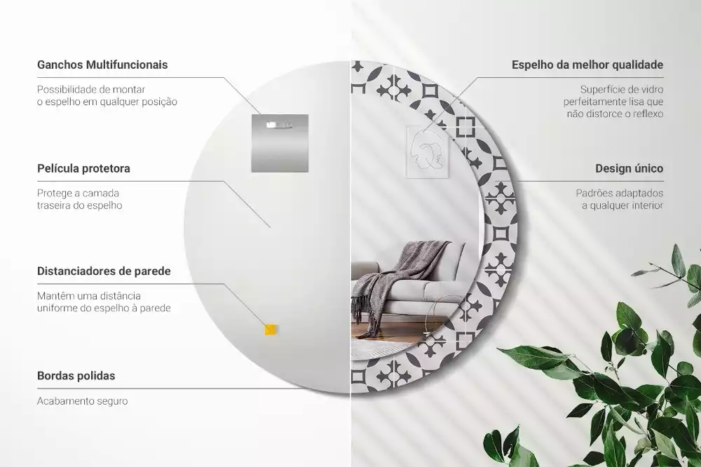 Kerek díszes tükör Csempe minta