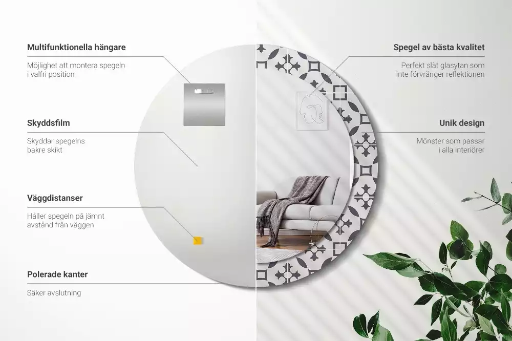 Kerek díszes tükör Csempe minta