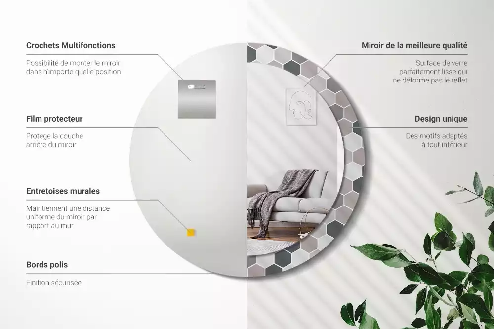 Kerek díszes tükör Hatszögletű minta