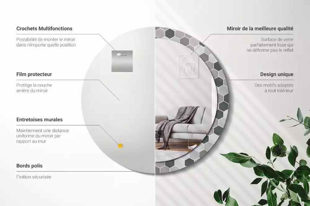 Kerek díszes tükör Hatszögletű minta