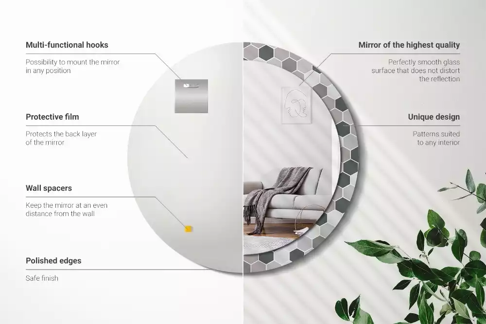 Kerek díszes tükör Hatszögletű minta