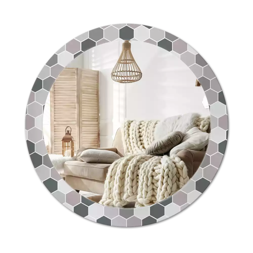 Kerek díszes tükör Hatszögletű minta