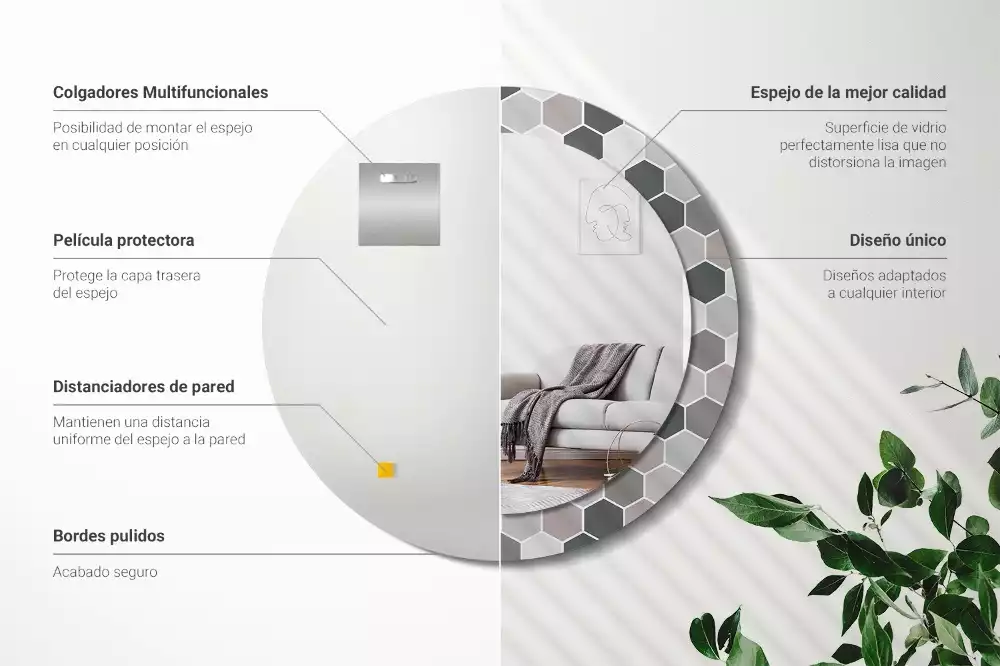 Kerek díszes tükör Hatszögletű minta