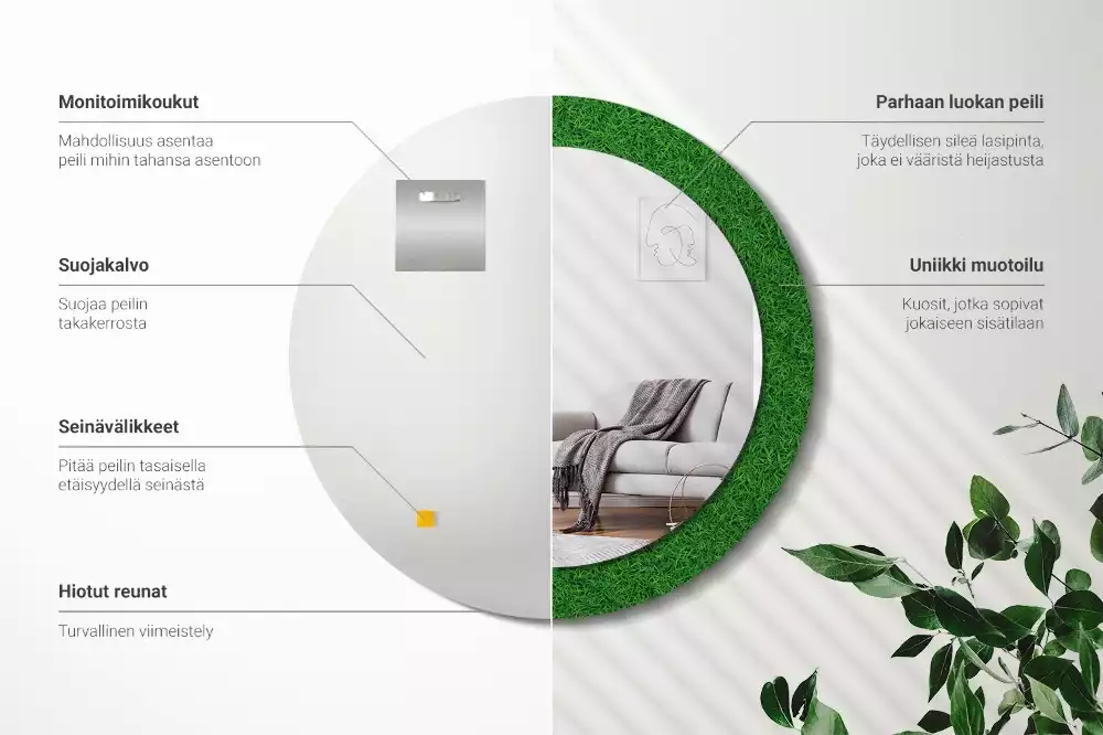 Kerek díszes tükör Zöld fű