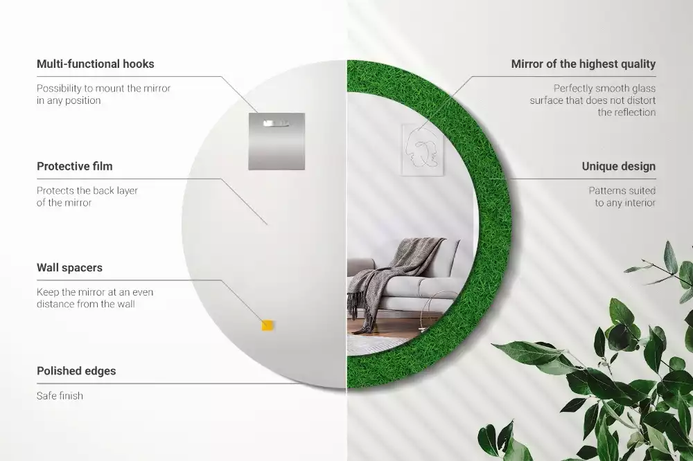 Kerek díszes tükör Zöld fű