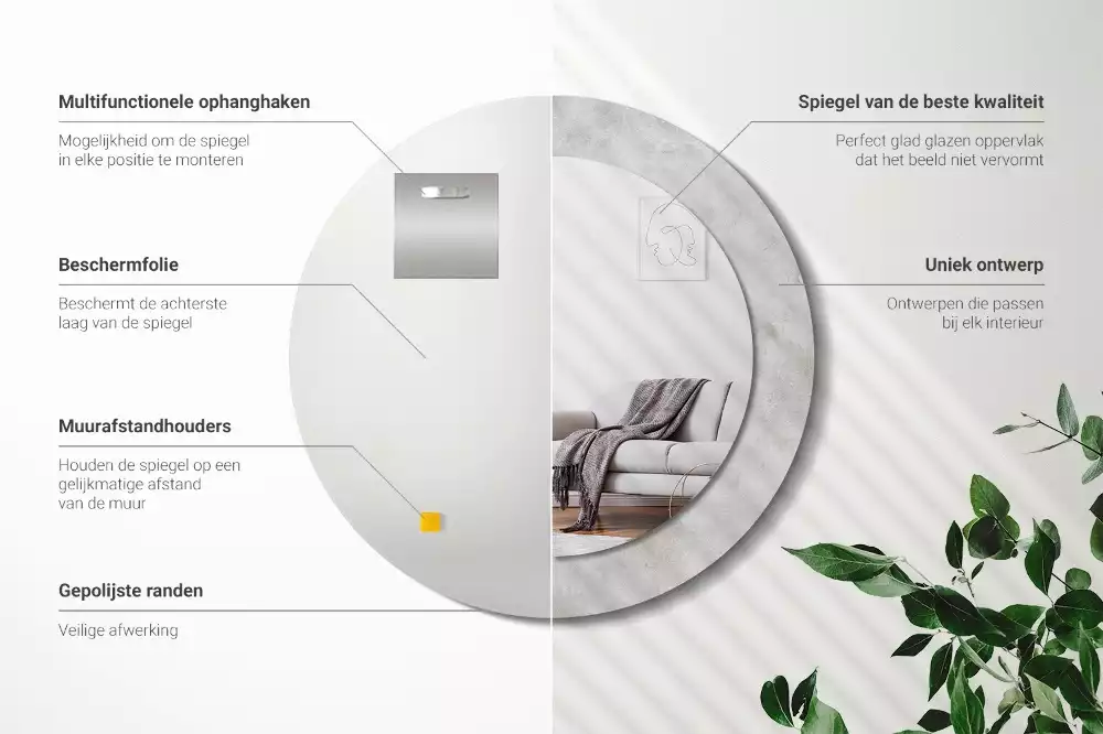 Kerek díszes tükör Beton textúra