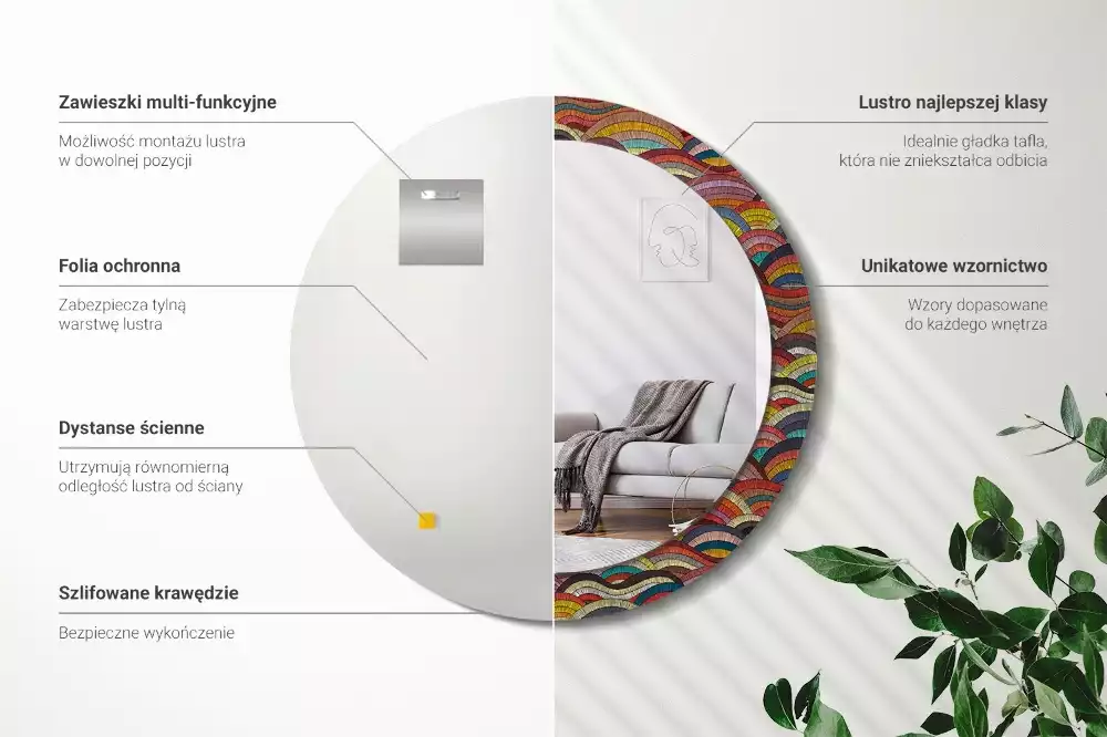 Kerek díszes tükör Dísz