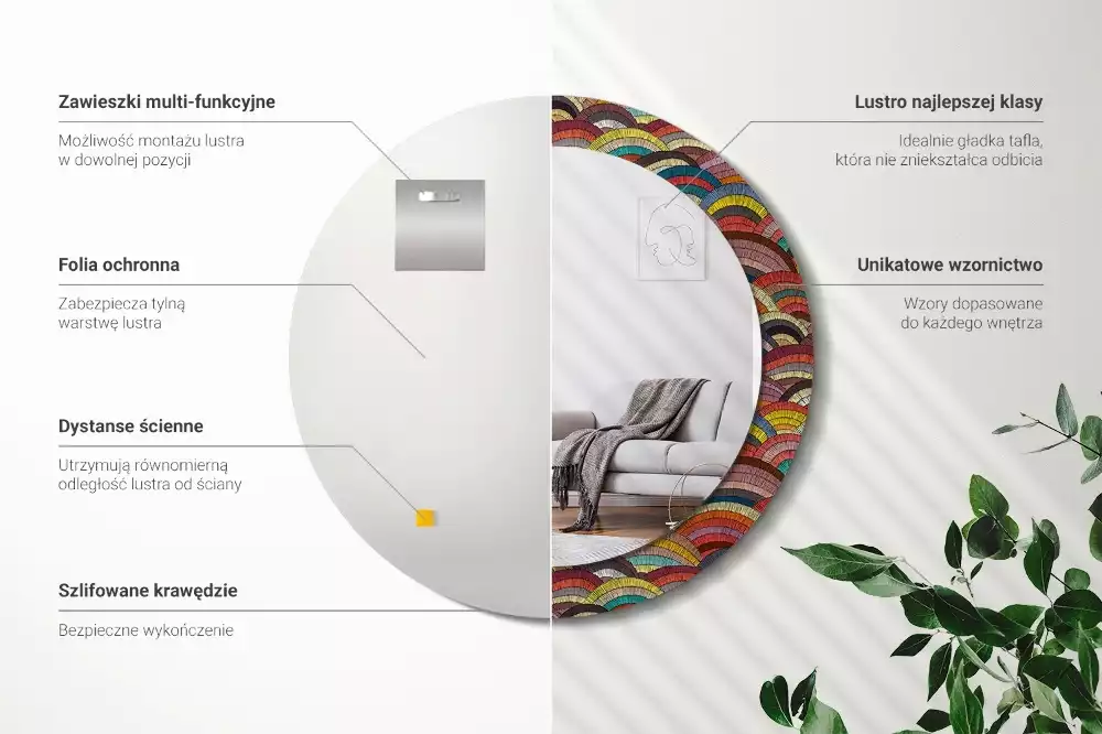 Kerek díszes tükör Dísz