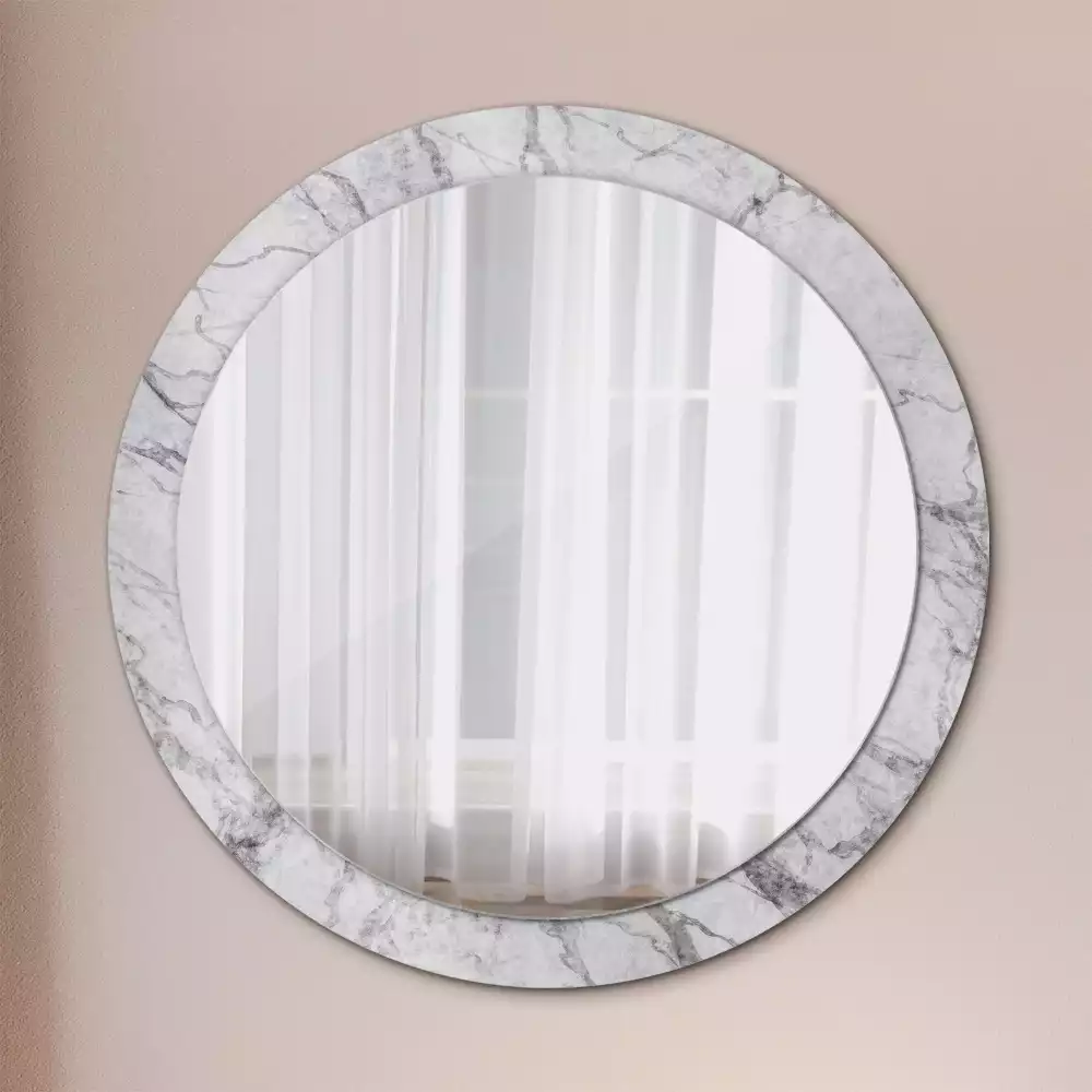 Kerek díszes tükör Fehér márvány