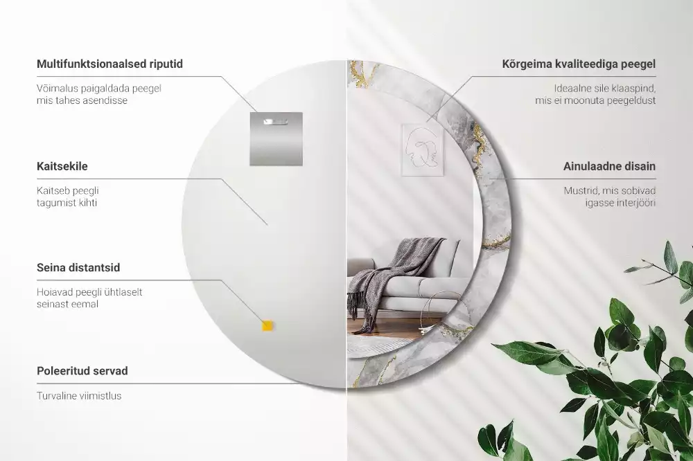 Kerek díszes tükör Márvány minta