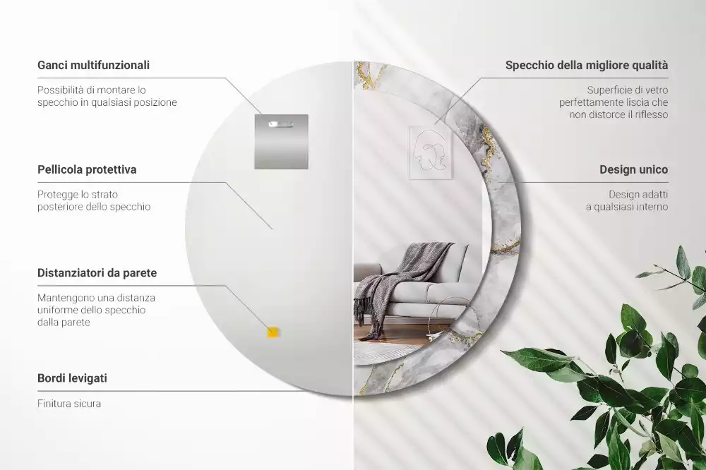 Kerek díszes tükör Márvány minta