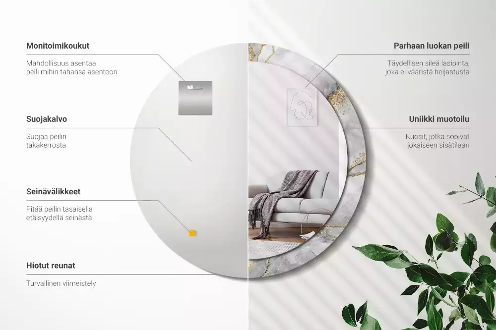 Kerek díszes tükör Márvány minta