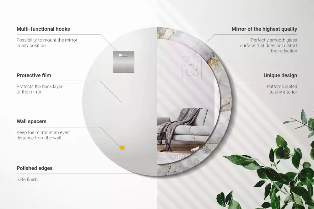 Kerek díszes tükör Márvány minta