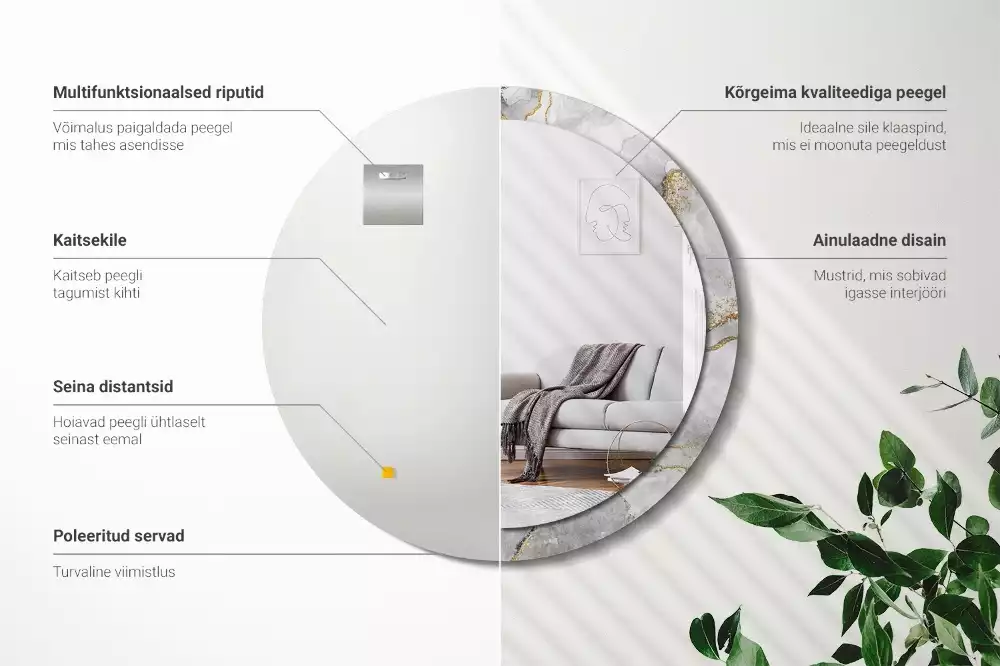 Kerek díszes tükör Márvány minta