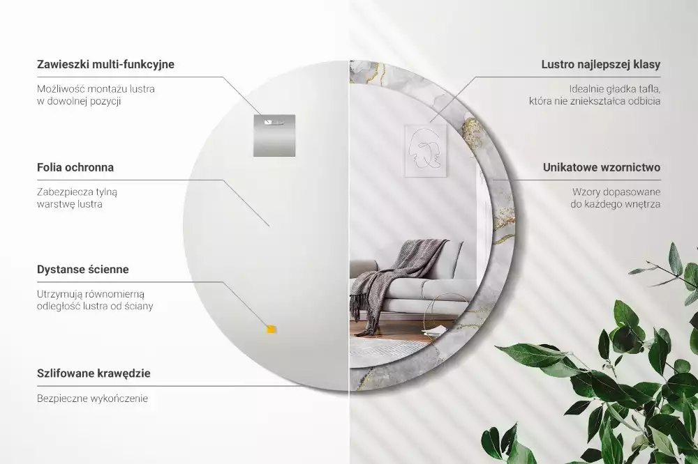 Kerek díszes tükör Márvány minta