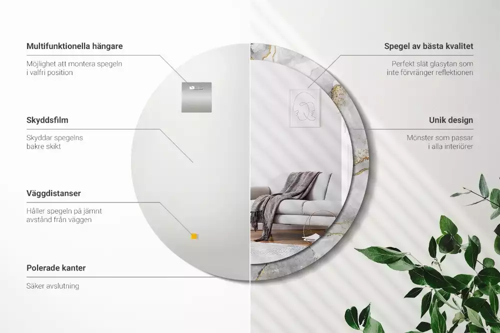 Kerek díszes tükör Márvány minta