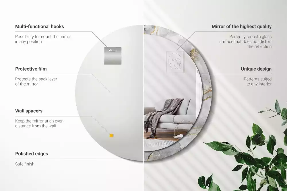 Kerek díszes tükör Márvány minta