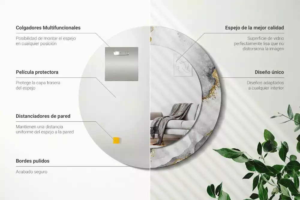 Kerek díszes tükör Márvány minta