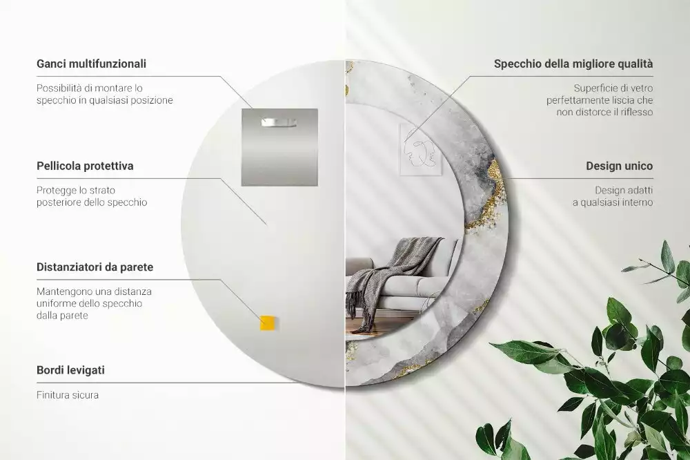 Kerek díszes tükör Márvány minta