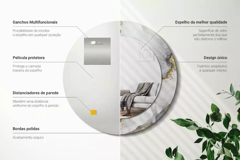 Kerek díszes tükör Márvány minta