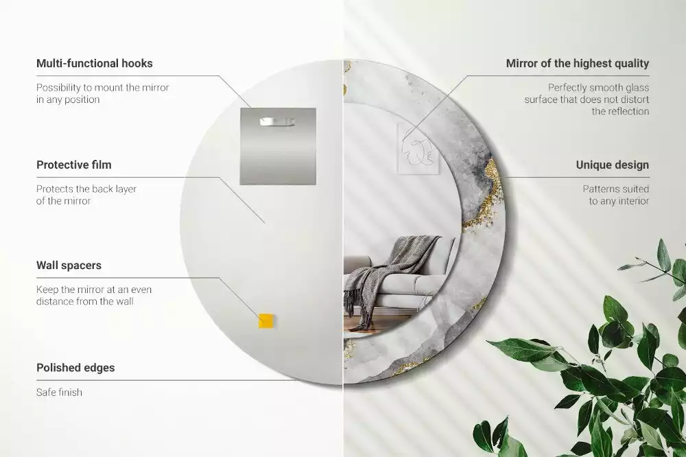 Kerek díszes tükör Márvány minta