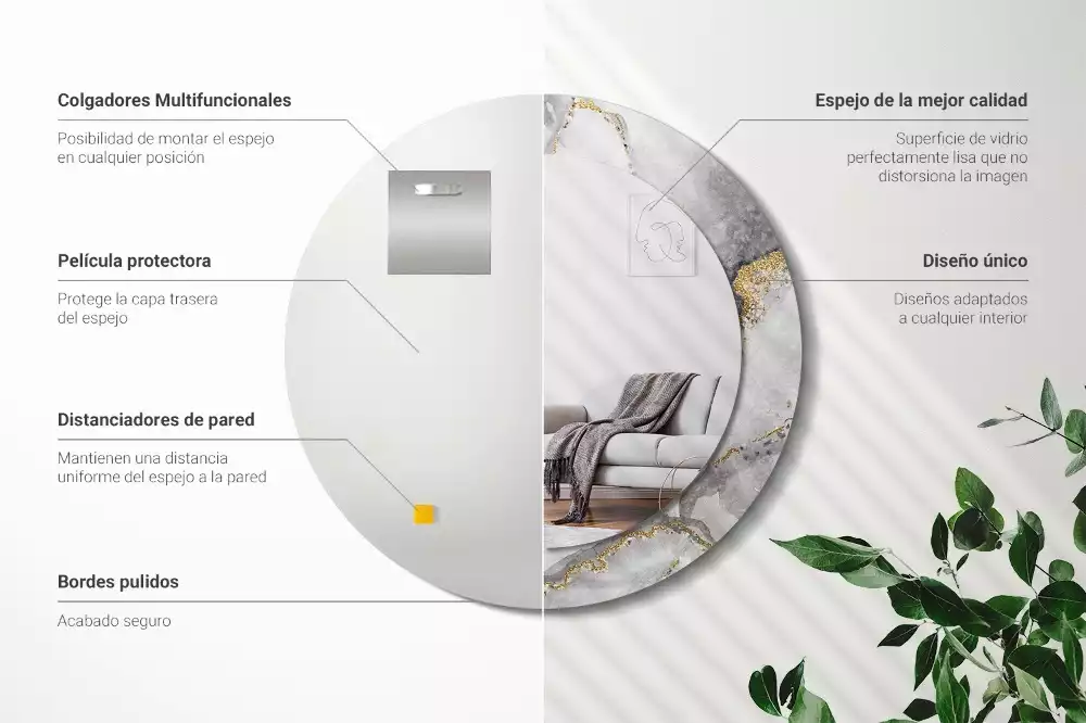 Kerek díszes tükör Márvány minta