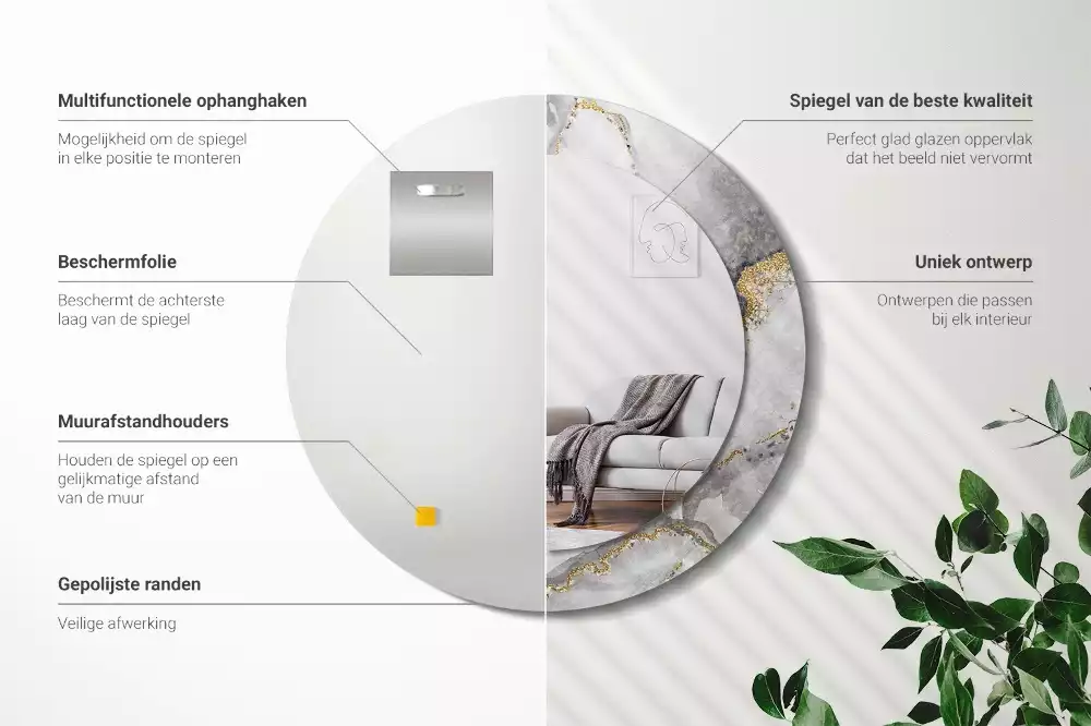 Kerek díszes tükör Márvány minta