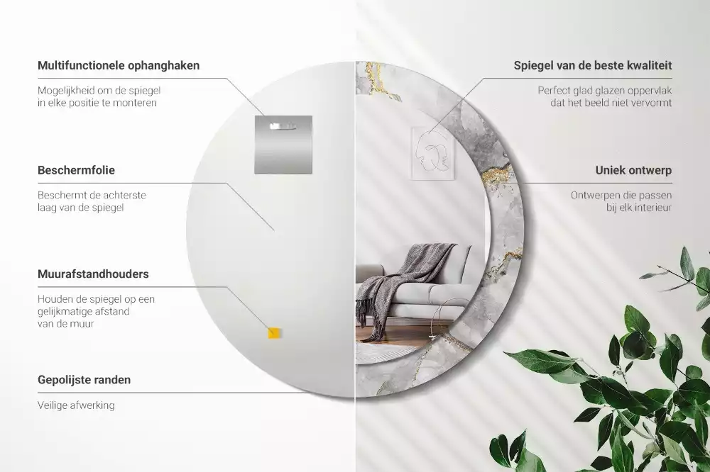 Kerek díszes tükör Márvány minta