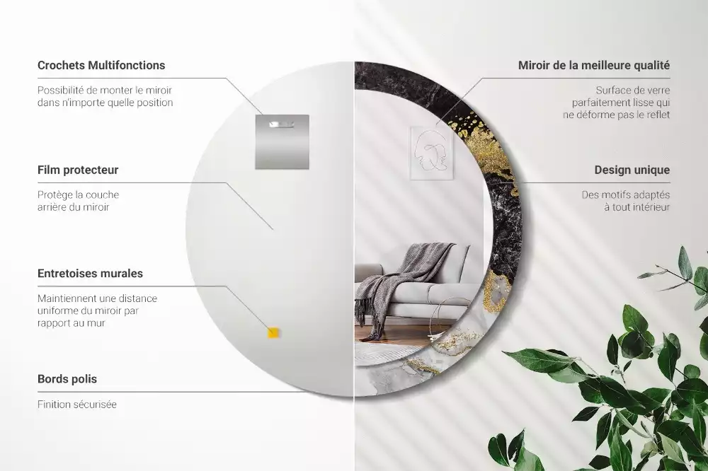 Kerek díszes tükör Márvány padlás