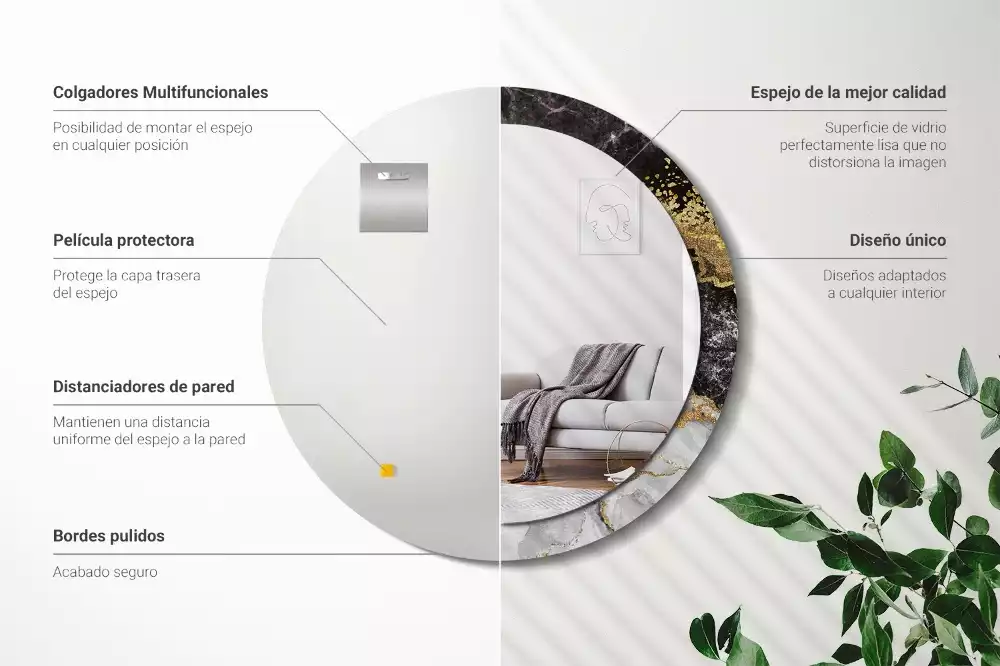 Kerek díszes tükör Márvány padlás