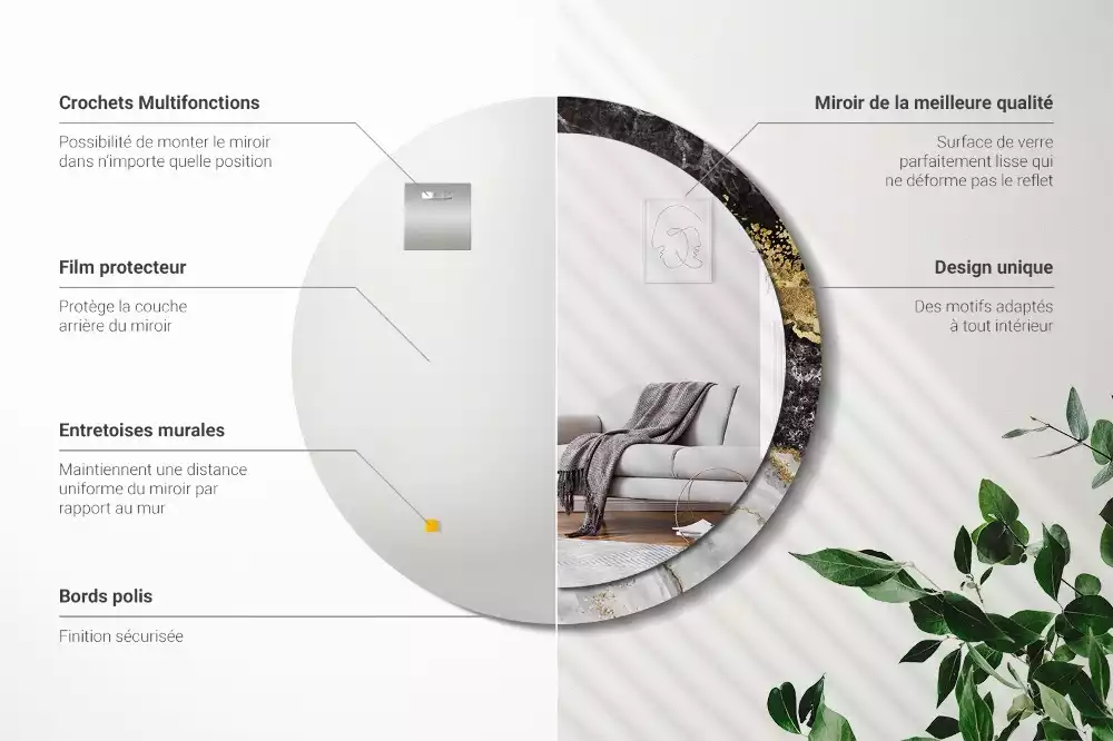 Kerek díszes tükör Márvány padlás