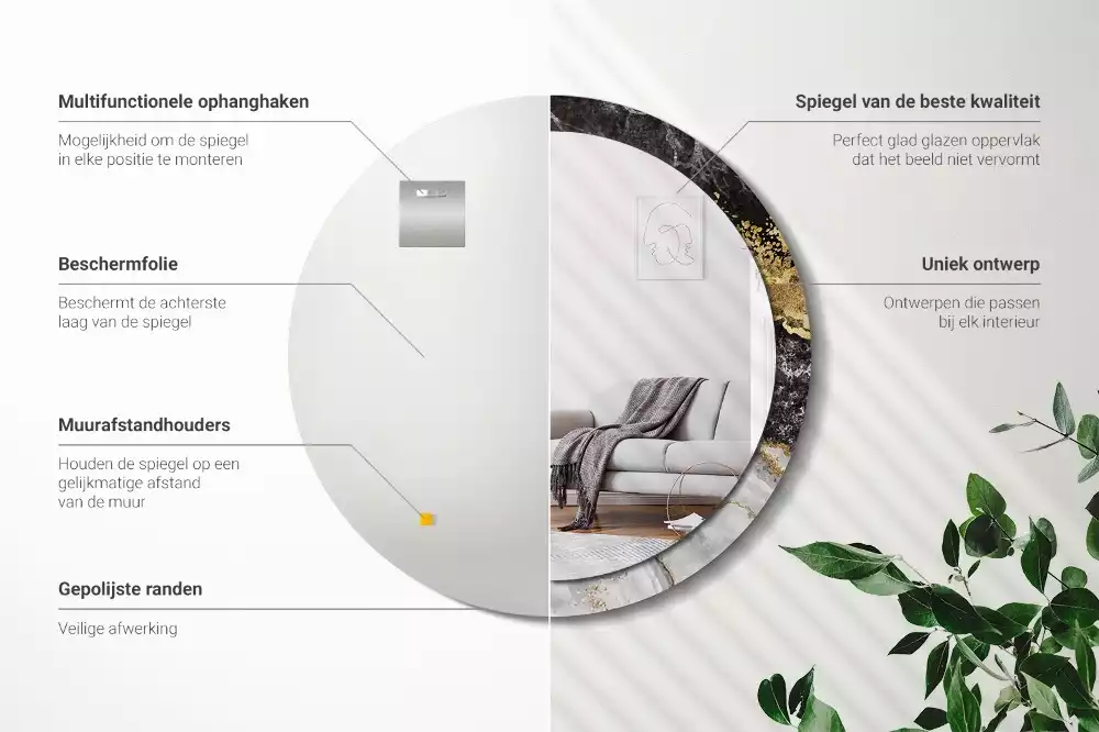 Kerek díszes tükör Márvány padlás